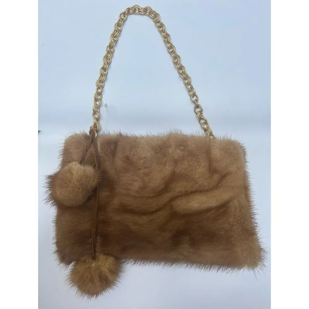 Vintage Ella Gray Collection Natural Mink Fur Shoulder Bag - Picture 2 of 9